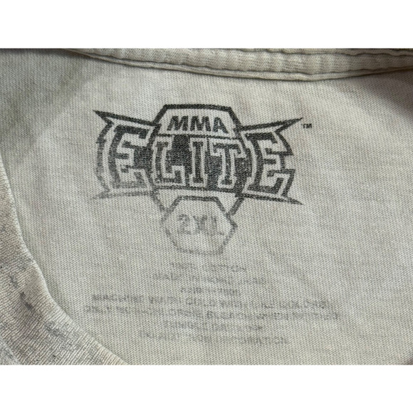 VTG White MMA Elite Aop Graphic T Shirt Mens 2XL Grunge Y2K Cross Skull Print - Picture 4 of 6